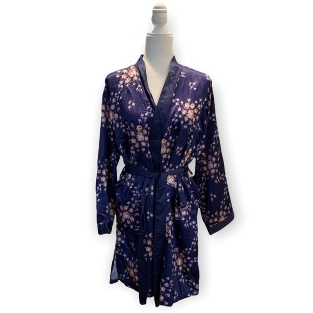 Morgan Lane x Fab Fit Fun Floral Satin Robe Gown sz L/XL Large Extra L XL